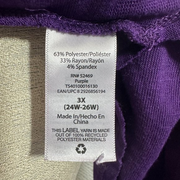 Terra & Sky Women's Size 3X  Slub Sharkbite Tunic Length Cowlneck Knit Top - Picture 9 of 9